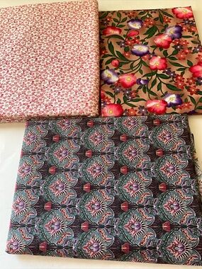 Quilting Sewing Fabrics Lot Hoffman Paisley Floral Purple Rose Green Red Cotton